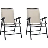 vidaXL Chaises de jardin pliantes 2 pcs. Textilène blanc crème