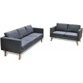 vidaXL Ensemble de canapés à 2 places et à 3 places Tissu Gris foncé