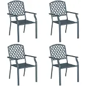 vidaXL Chaise de jardin 4 pièces Anthracite 56 x 65 x 89 cm Acier