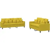 vidaXL ensemble de canapé 2 pièces avec coussin Jaune velours