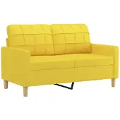 vidaXL Canapé 2 places jaune clair 120 cm Tissu