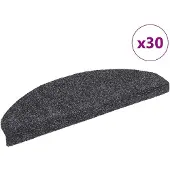 vidaXL Tapis d'escalier autocollants 30 pièces 65 x 21 x 4 cm Gris foncé Demi-rond Grand