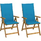 vidaXL Chaises longues de jardin 2 pcs. avec coussins acacia massif