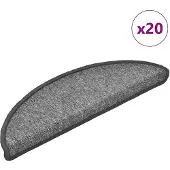 vidaXL Tapis d'escalier 20 pièces 56 x 17 x 3 cm Gris foncé Demi-rond