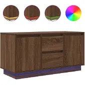 vidaXL Armoire TV avec lampes LED brun aspect chêne 100x41x50 cm
