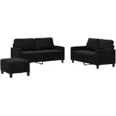 vidaXL Ensemble de canapés 3 pièces avec coussins Noir velours