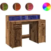vidaXL Bureau LED imitation vieux bois 120x55x91 cm bois composite