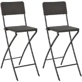vidaXL Chaises de bar pliantes 2 pcs. HDPE et acier brun aspect rotin