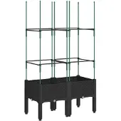 vidaXL Jardinière avec treillis noir 80x40x142,5 cm PP