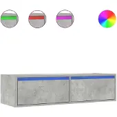 vidaXL Armoire TV avec lampes LED gris béton 100x35,5x25 cm
