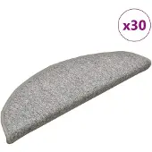 vidaXL Tapis d'escalier 30 pièces 56 x 17 x 3 cm Gris clair Demi-rond
