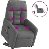 vidaXL Fauteuil de massage Releveur électrique Gris foncé