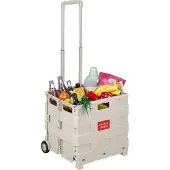 Relaxdays Chariot courses pliable, Argent, Beige