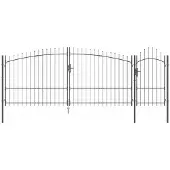 vidaXL Portillon de jardin avec tête de lance grise 175x500 cm en acier