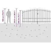 vidaXL Portillon de jardin avec tête de lance grise 175x500 cm en acier