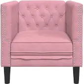 vidaXL Fauteuil Chesterfield en velours rose