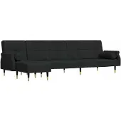 vidaXL Canapé-lit en forme de L noir 271x140x70 cm velours