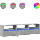 vidaXL Armoire TV murale avec LED gris béton 180x31x45 cm