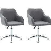 vidaXL Chaises pivotantes à manger lot de 2 gris clair tissu