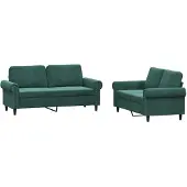 vidaXL Ensemble de canapés 2 pièces avec coussins vert foncé velours