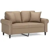 vidaXL Canapé 2 places avec oreillers cappuccino 120 cm similicuir