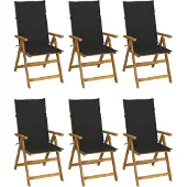 vidaXL Chaises de jardin pliantes 6 pcs. avec coussins en bois massif d'acacia