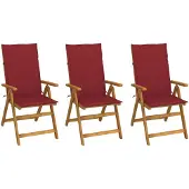 vidaXL Chaises de jardin pliantes 3 pcs. avec coussins en bois massif d'acacia