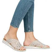 Rieker Chaussures de dame , sandales confortables, couleur argent, pour le quotidien