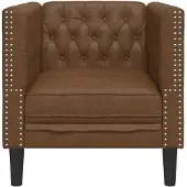 vidaXL Fauteuil Chesterfield Marron Similicuir aspect daim