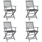 vidaXL Chaises de jardin pliantes 4 pièces avec coussin en bois massif d'acacia