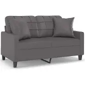 vidaXL Canapé 2 places avec oreillers gris 120 cm similicuir