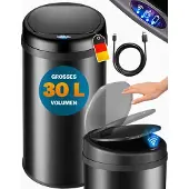 Monzana Sensor Poubelle Noir Inox 30 litres