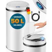 Monzana Sensor Poubelle Blanc Inox 50 litres