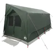 vidaXL Tente tunnel avec toit, vert militaire, 8 personnes, polyester et acier