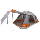 vidaXL Tente de type chalet, 12 personnes, gris et orange, polyester et acier