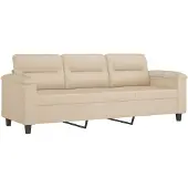 vidaXL Canapé 3 places Crème 180 cm Tissu microfibre