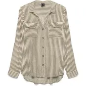 Vero Moda Chemisier 'VMBUMPY' beige foncé / blanc