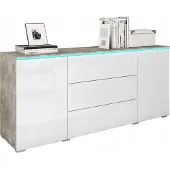 Bratex Commode combinée HERMINA 150 – béton / blanc brillant