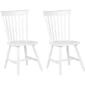 Beliani Lot de 2 chaises de salle à manger en bois blanc, dossier haut, style rustique vintage