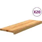 vidaXL Marches d'escalier 20 pcs. Marron clair 80x30x2 cm Chêne massif