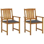 vidaXL Chaises de jardin avec coussins 2 pcs. Bois massif acacia