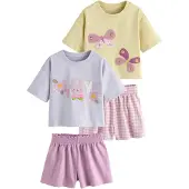 Next Pyjama jaune clair / kiwi / lavande / rose ancienne