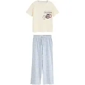 Next Pyjama écru / bleu ciel / marron / bourgogne