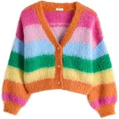 Next Cardigan bleu clair / vert / orange / rose