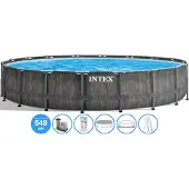 Intex Ø 549 x 122 cm Greywood Prism Frame Kit Piscine Ronde