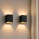 LUSENZ - Applique murale LED 5W G9 Noir mat rectangulaire double lumière