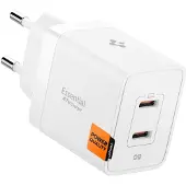 Spigen Essential 47W Wall Charger EE472EU - White (47 W, 2 ports), Chargeur USB, Blanc