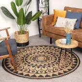 FRAAI Tapis rond en jute - Henna Ayda Naturel | Ø 120 cm | Rond | Tissage plat