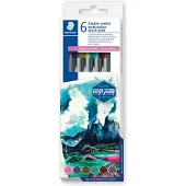 Staedtler Stylos à double pointe en fibre Amérique du Sud, boîte de 6, 2 pointes, largeur de trait : 1.0 (6x)