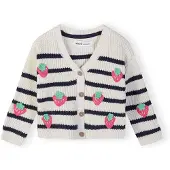 MINOTI Cardigan marine / pomme / magenta / blanc